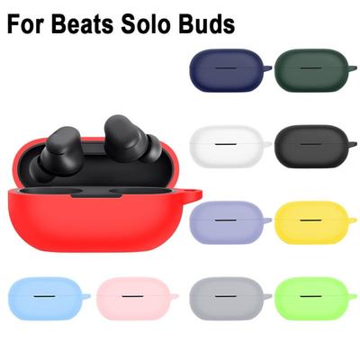 Carcasă din silicon pentru Beats Solo Buds cu cârlig, moale, rezistentă la șocuri, anti-zgârieturi, culoare solidă, husă de protecție pentru căști