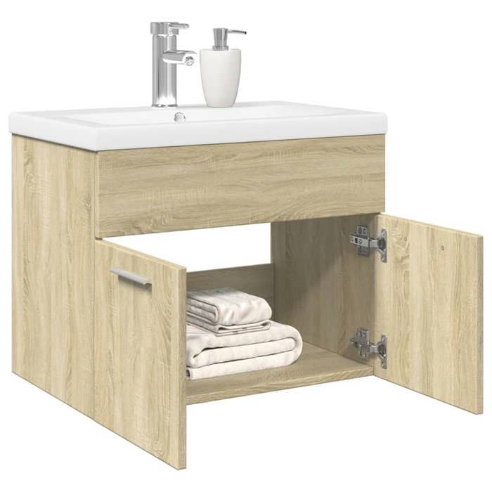 VidaXL Armoire lavabo de salle de bain et bassin intégré chêne sonoma 3324983
