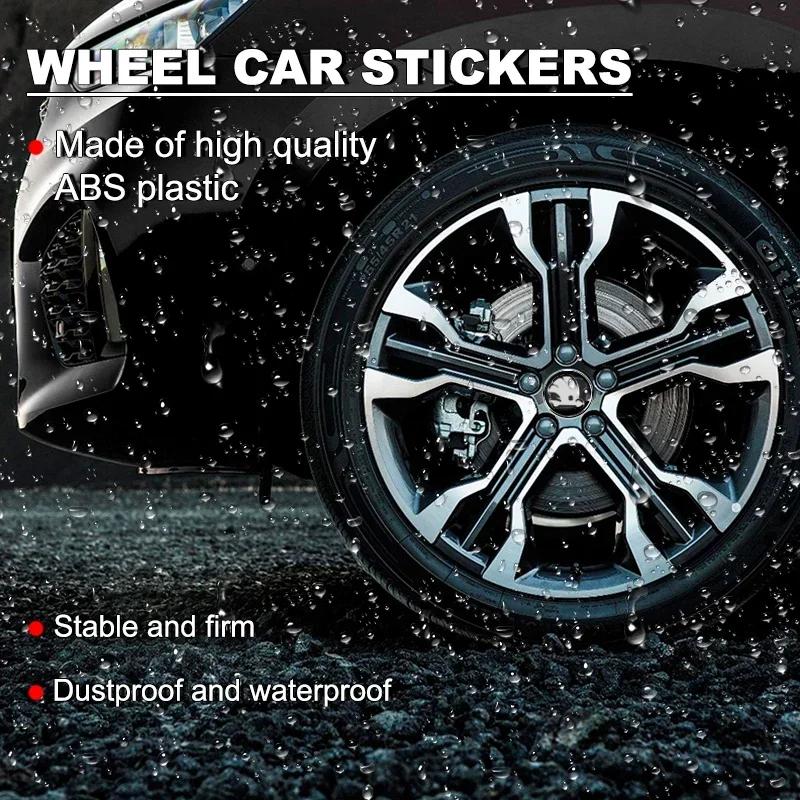 HLLQ9 4pcs 56mm Car Emblem Wheel Hub Caps Center Cover Sticker Decoration For Skoda Octavia Superb Rapid Kodiaq Karoq Fabia Roomster