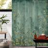 Tenda da Doccia Vintage con Stampa Floreale e Foglie, con 12 Ganci - Poliestere Impermeabile, Design Floreale Verde e Bianco per Arredo Bagno