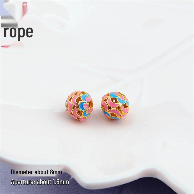 Ancient Gold Enamel Hollow Beads for DIY Bracelets & Necklaces
