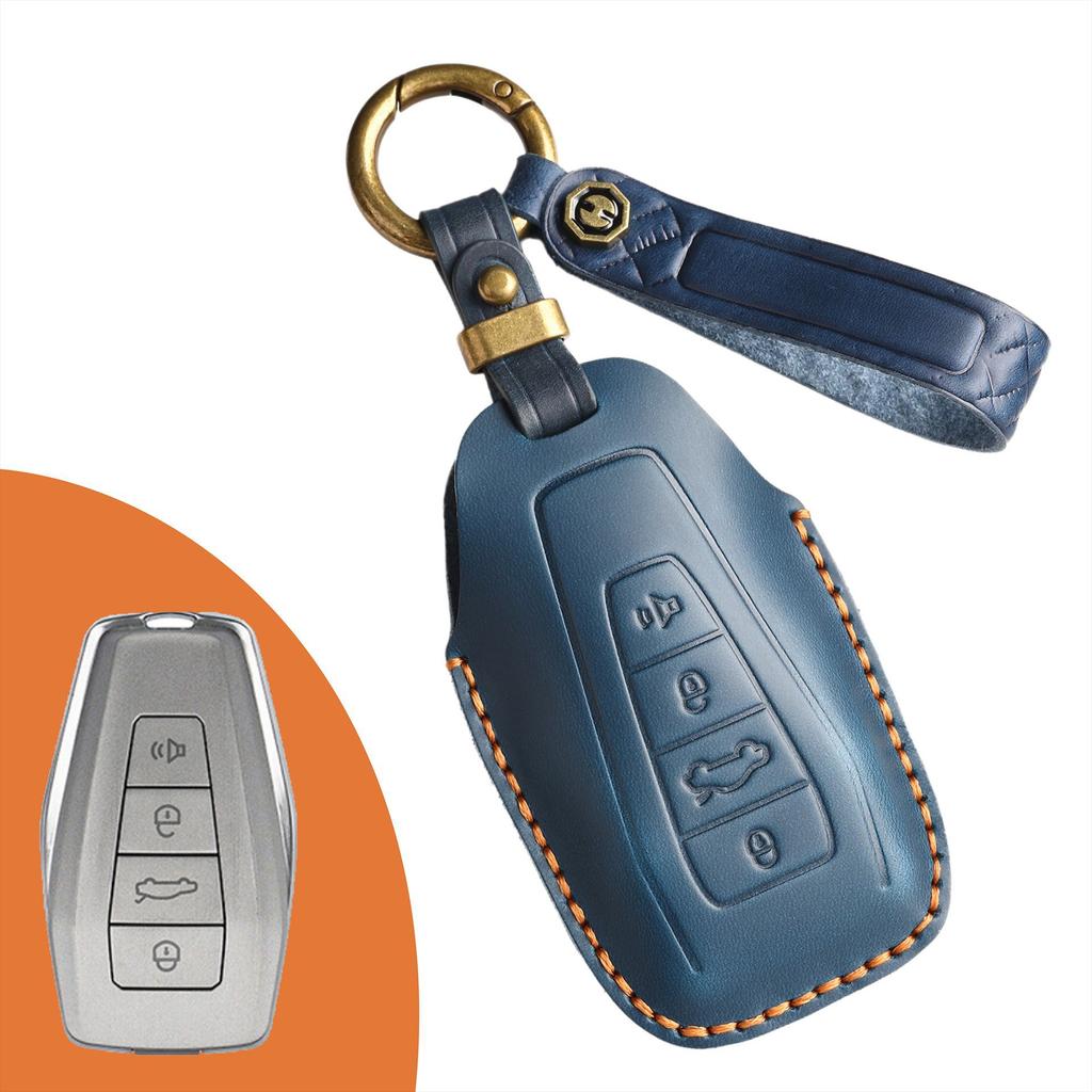 Die neue Retro-Schlüsselhülle ist für Geely Emgrand Binrui Autos geeignet, handgenähtes Leder-Schlüsseletui mit Ring.