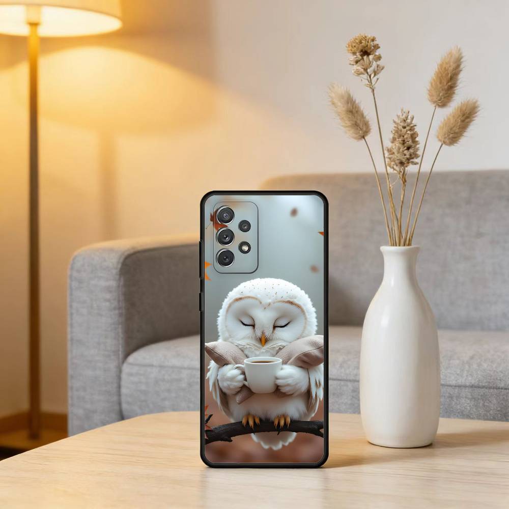 C-Cute O-Owl-WL Phone Case For Samsung Galaxy A73,A72,A71,A70,A53,A52,A51,Soft Silicone Black Cover Samsung a11