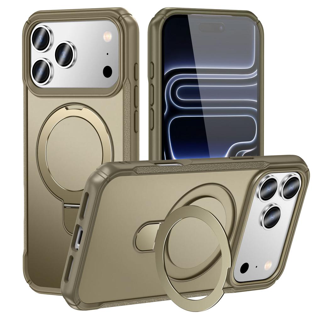 Applicable to iphone17PROMAX mobile phone case metal magnetic suction bracket four corners anti-drop high-end PC protective case