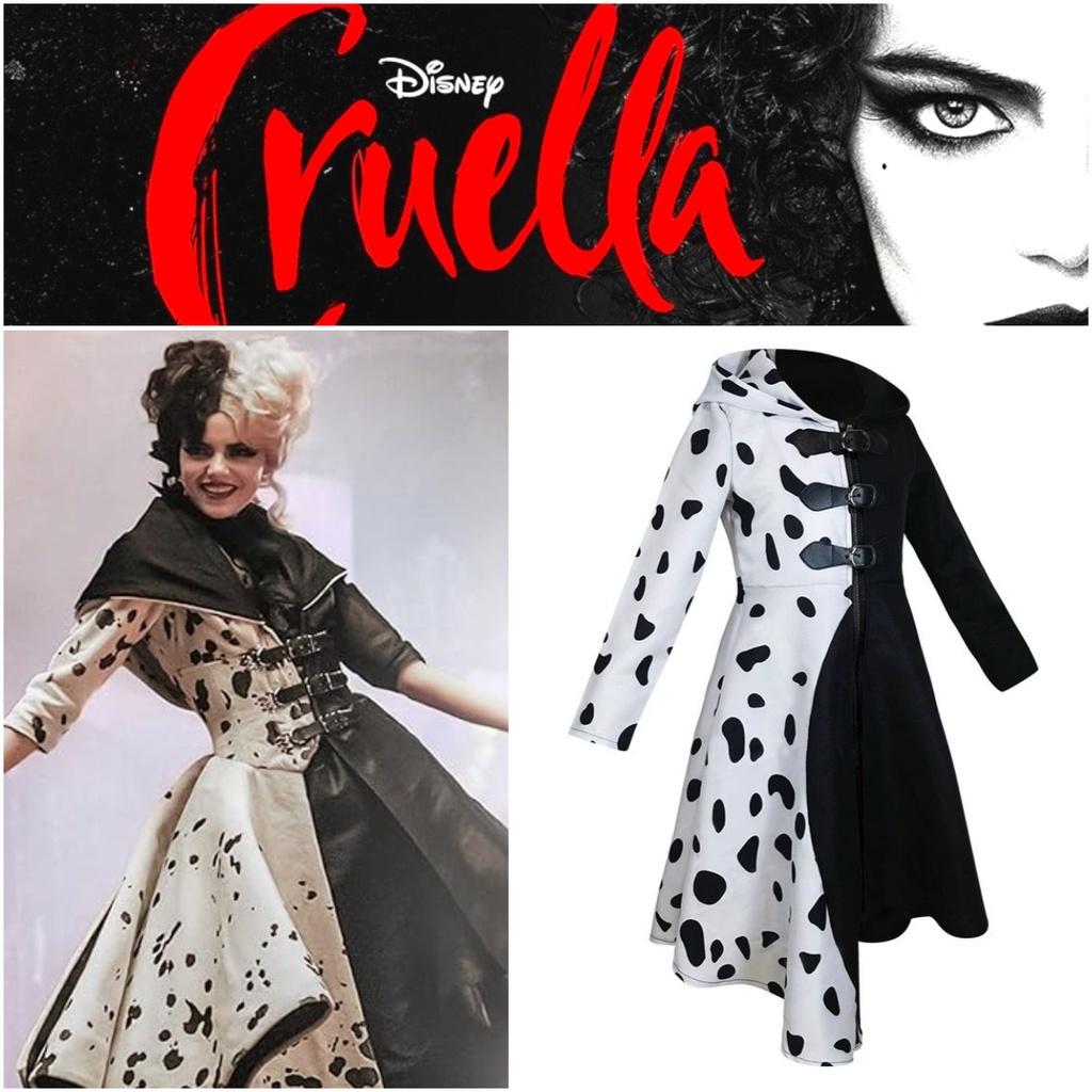 101 Dalmatiner Schwarzweiß Hexe Cruella De Vil Cosplay Kleid