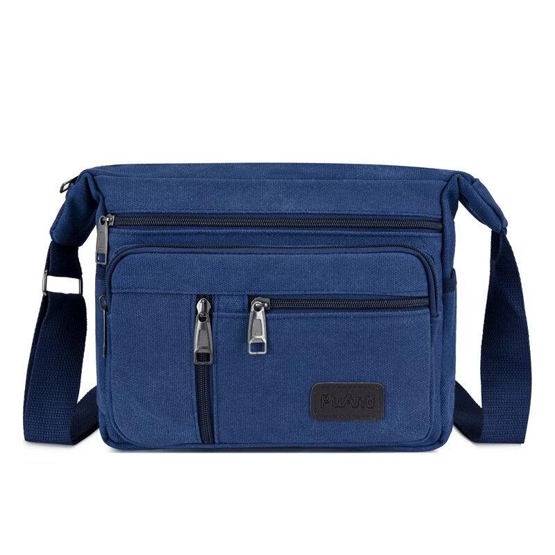 Men's Canvas Multi-Pocket Crossbody Shoulder Bag