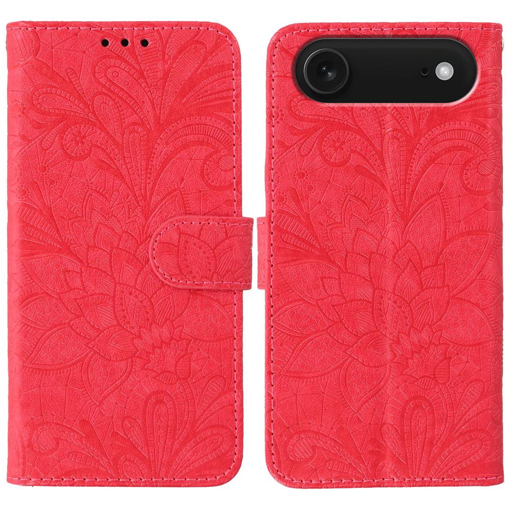 For iPhone 17 Air Case Lace Flowers PU Leather Flip Wallet Phone Cover