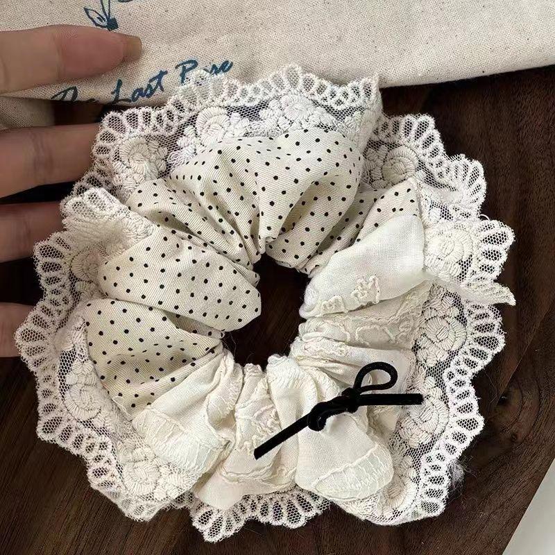 2024 Spring Korean Polka Dot Floral Lace Hair Tie - Cute & Elegant Hair Accessory