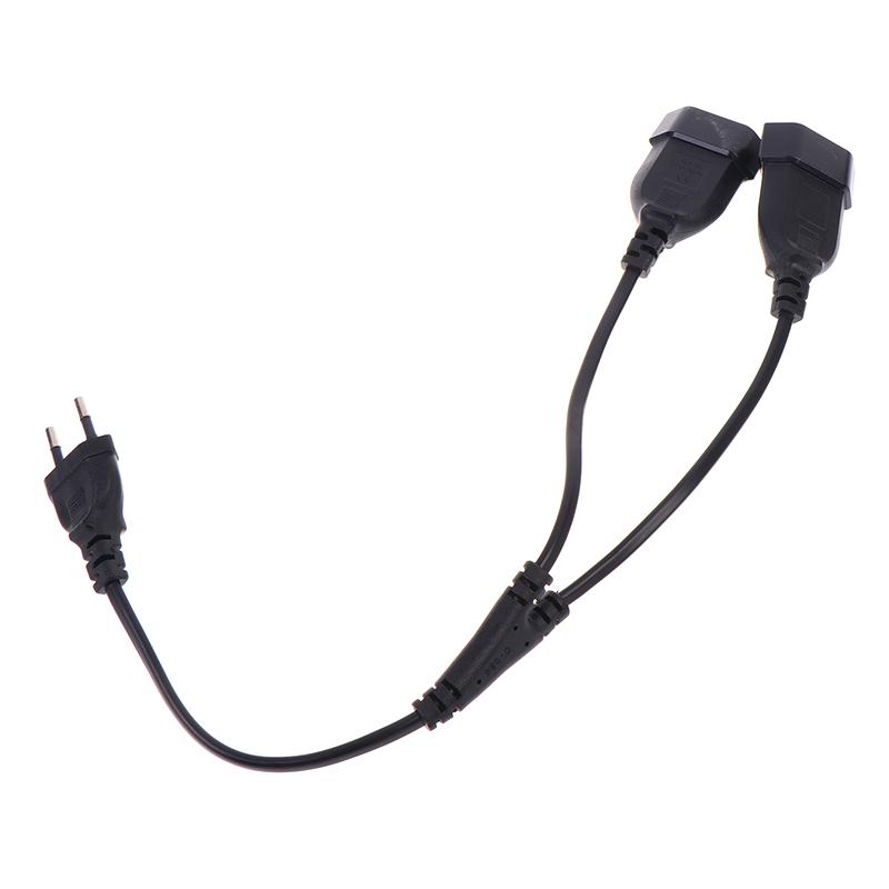 4.0Mm Cee7/16 Eu 2 Prong Male To Female Dual Output 2 Ways Outlet Extension Cord European M/F Power Splitter Cable