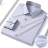 High Quality Modal Linen Business Mens Formal Shirts Long Sleeve  Elastic Solid Comfortable Male Dress Shirt