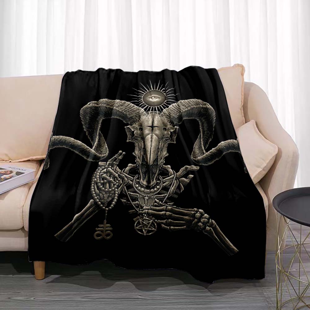 Satan Demon Evil Throw Blanket Bedspread Fleece Flannel Soft Warm Blankets Print Funny Birthday Gift Home Textiles Sofa Decor