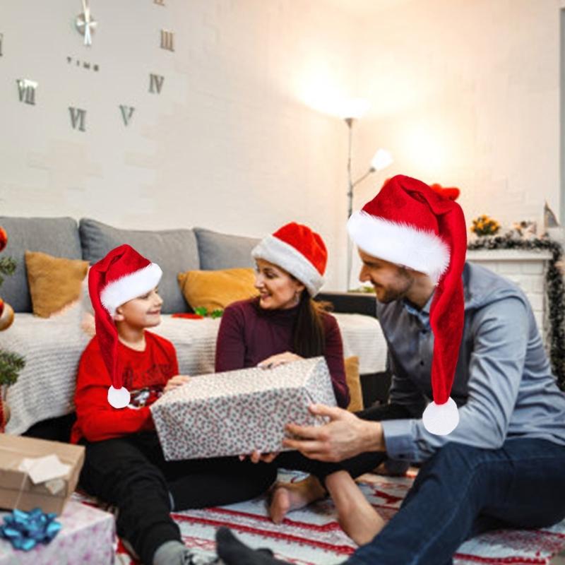 Adjustable Size Santa Hat Holiday Headwear Unisex Santa Hat Party Santa Hat for Holiday Parties and Celebrations