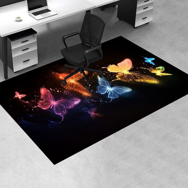 Colorful Glowing Butterfly Phone WallpaperOffice Mat Home Decor Office Desk Chair Rugs Chair Carpet for Office Chair Mat Gift For Halloween