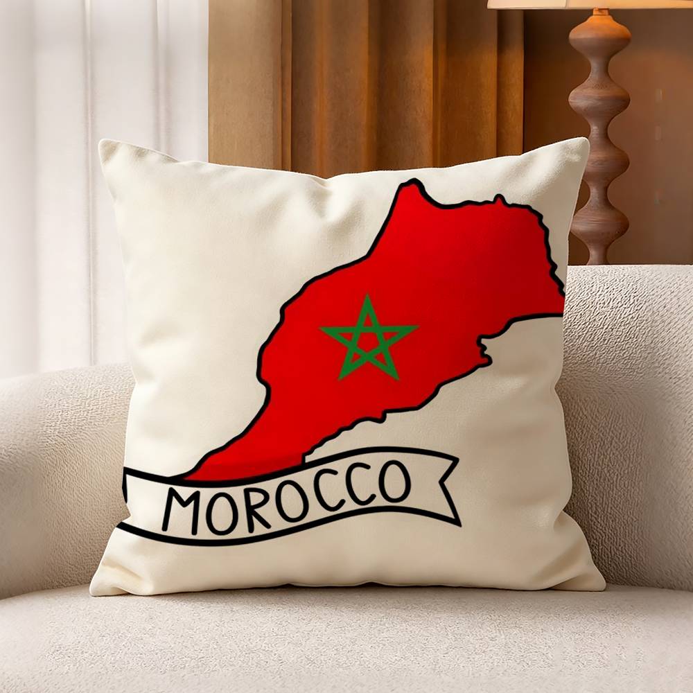 Morocco FFlag Cotton Linen Square Pillow Covers Home Decor Gifts
