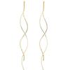 BF CLUB 925 Sterling Silver Earrings For Women Trendy Gold Long Line Earring Jewelry Prevent Allergy Party Accessories