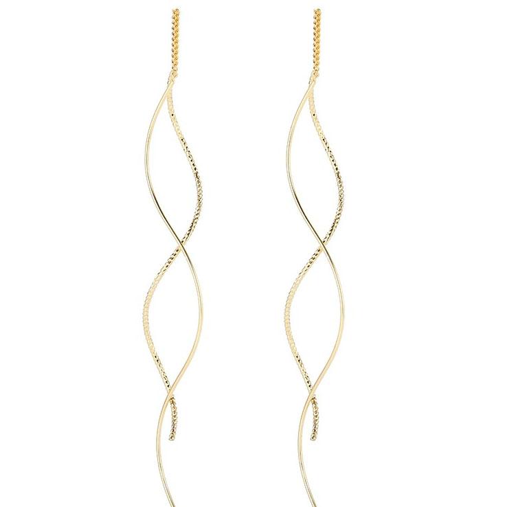 BF CLUB 925 Sterling Silver Earrings For Women Trendy Gold Long Line Earring Jewelry Prevent Allergy Party Accessories