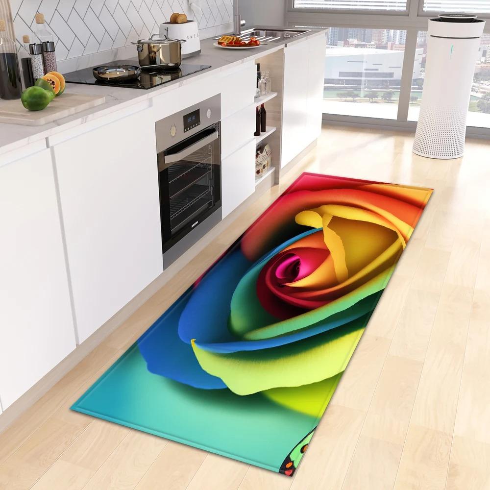 Schöne Blume Retro Muster Haus Küche Bodenmatte Tür Vorne Dekoration Bodenmatte