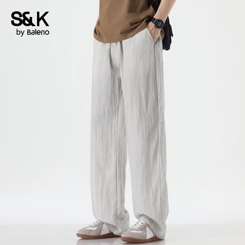Baleno Men s S&K Relaxed Fit Linen Blend Trousers M грязно-белый