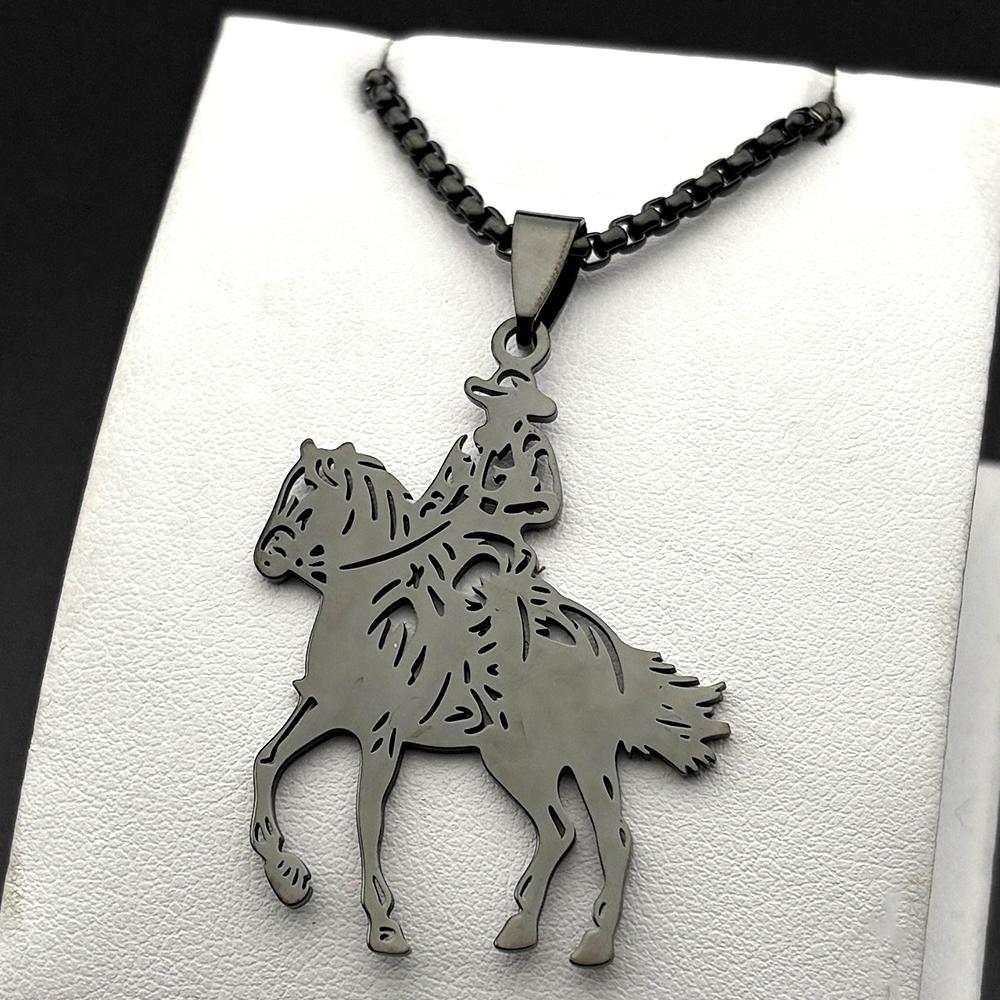 Fashion Cowboy Horse Chain For Women Men Stainless Steel Silver Color Animal Pony Power Ranch Male Necklace Festival Jewelry
