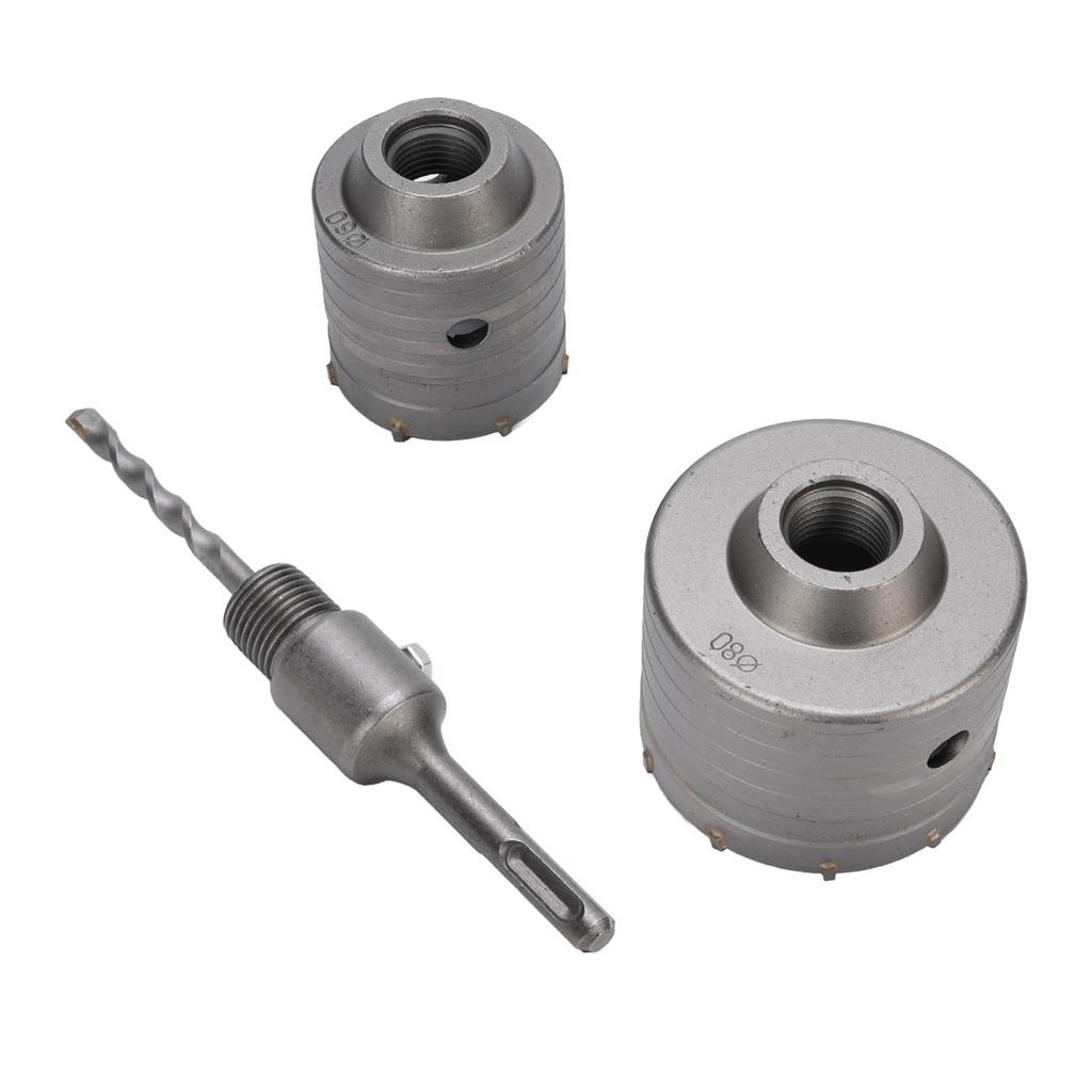 2PCS Hole Saws 1PC Connecting Rod Aluminum Case 60mm 80mm Electric Hammer Drill Opener for Concrete