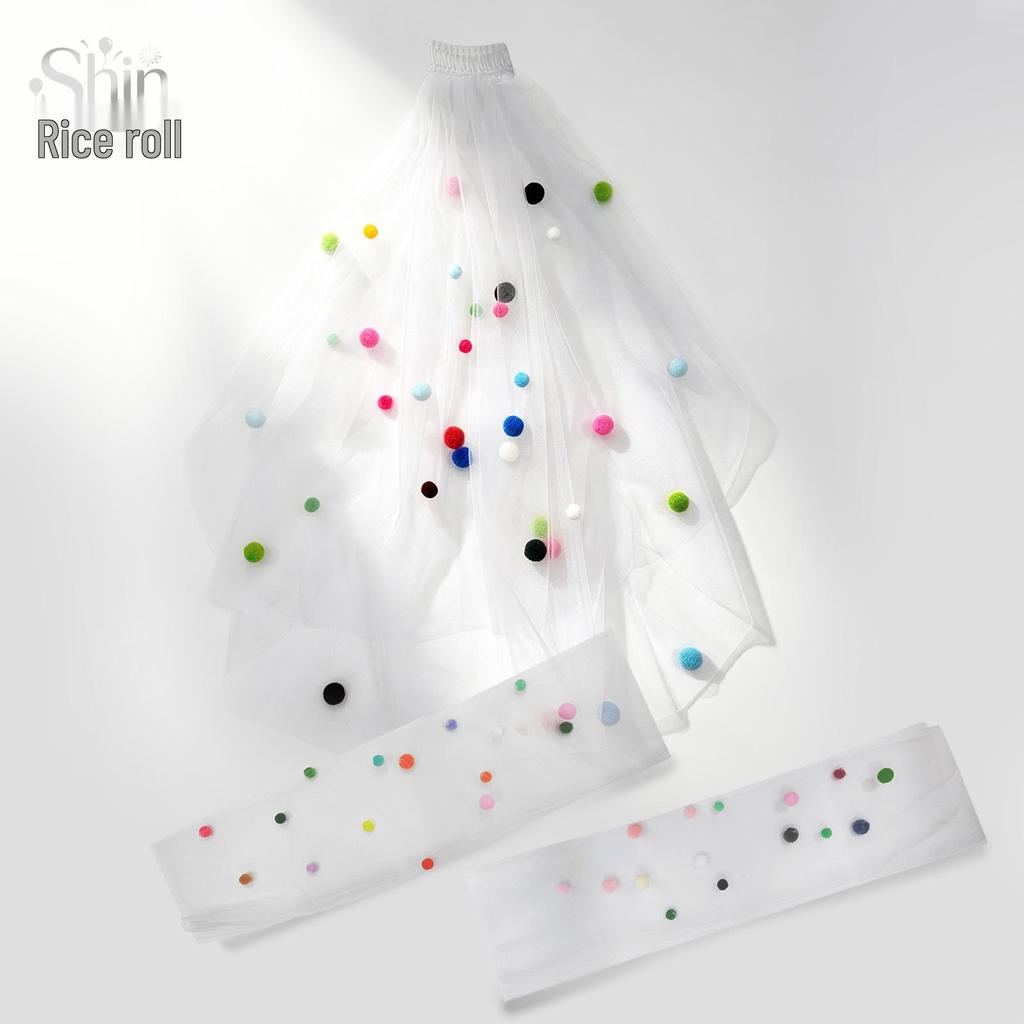 Personalized Fluffy Colorful Bubble Veil for Wedding Photo Props
