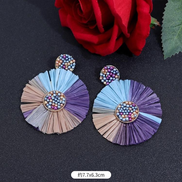 Vintage Urlaubs Rattan Bast Ohrstecker Weiblichkeit Strand Ohrringe personalisierte Ohrringe handgemachte Ohrringe