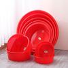 Extra Thick Red Plastic Washbasin - Large Round Household Basin