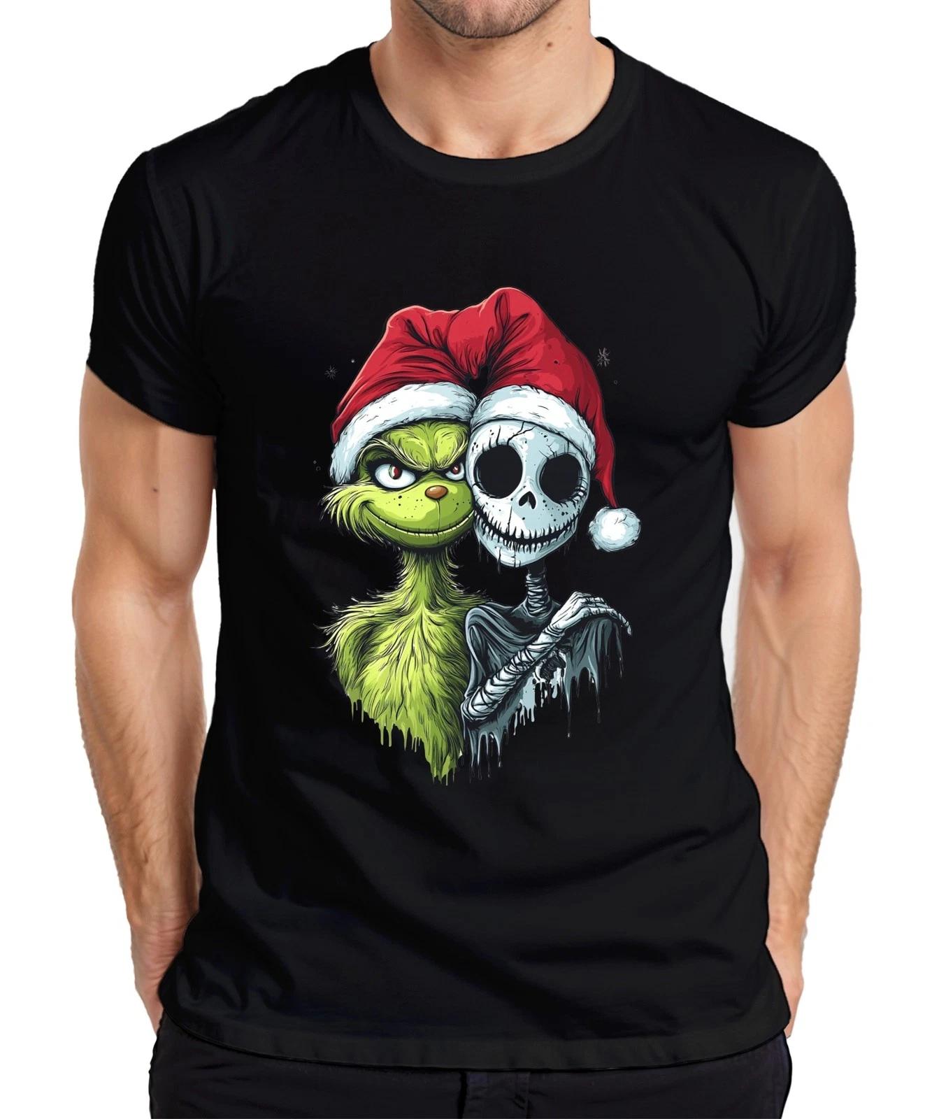 Grinch Jack Skellington Weihnachten Totenkopf gruselig Gothic Herren T-Shirt XXXXL