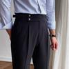 Mode hoher Sinn Neapel lässige Hose Herren bügelfrei Business Italienisch Pariser Schnalle hohe Taille gerade lange Hose