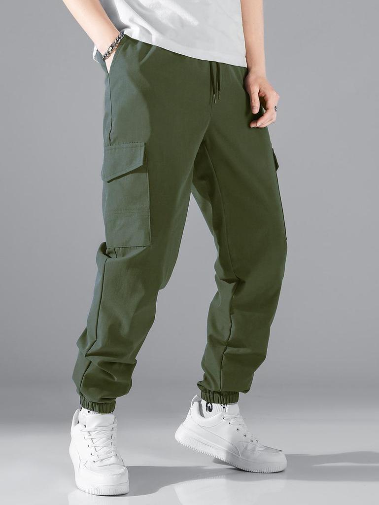 Men's Multi-pocket Heavyweight Twill Joggers for Spring and Autumn