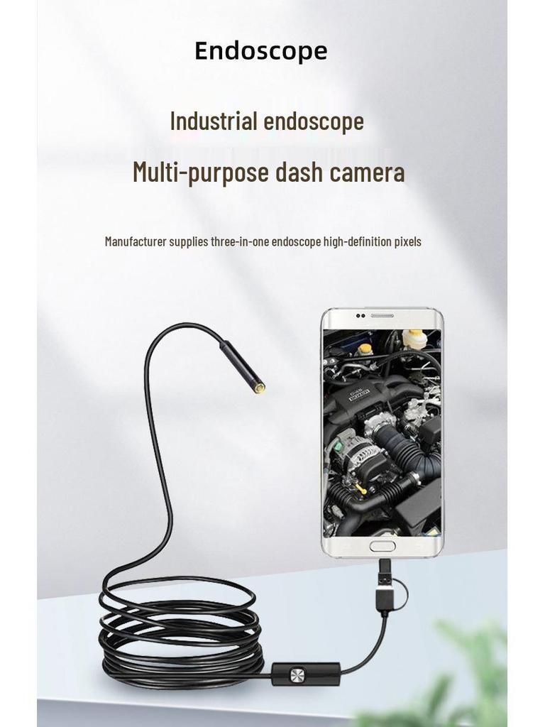 Cross-border 5.5/7mm 3-in-1 Endoscope for Industrial, Pipeline, Car, and AC Detection, Compatible with Mobile Phones (1-10M Range)