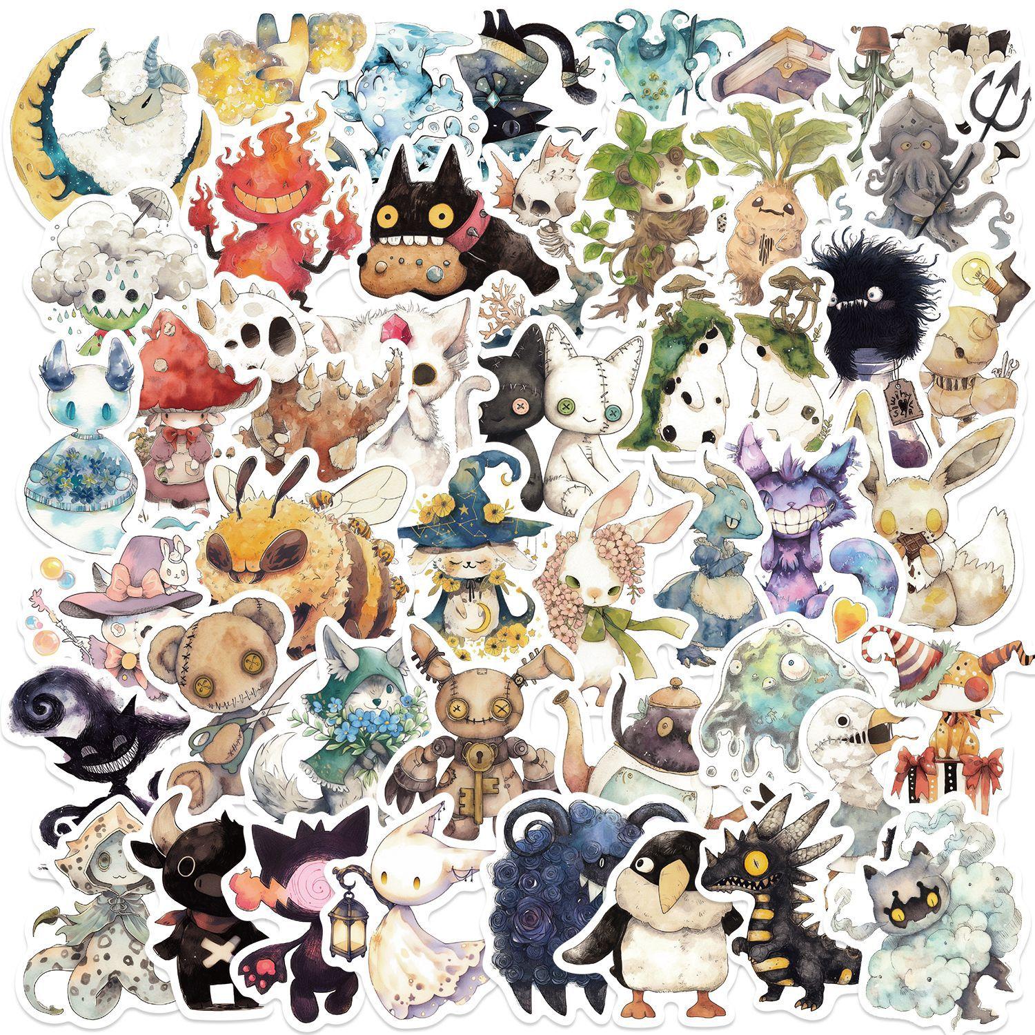

50PCS Absurd Fairy Tale Monster Graffiti Stickers Waterproof Decals for Laptops Skateboards Guitars Luggage Phones Scrapbook