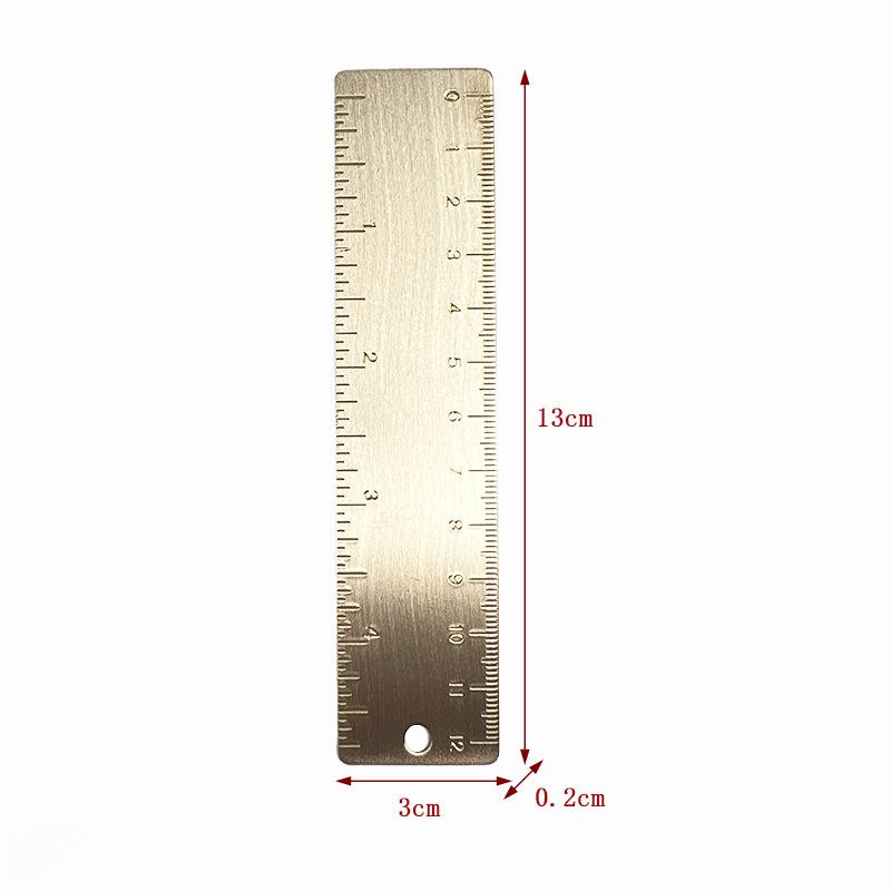 1Pcs Vintage Brass Straight Ruler Creative Portable Metal Ruler Student School Stationery Measuring Tool Office Supplies