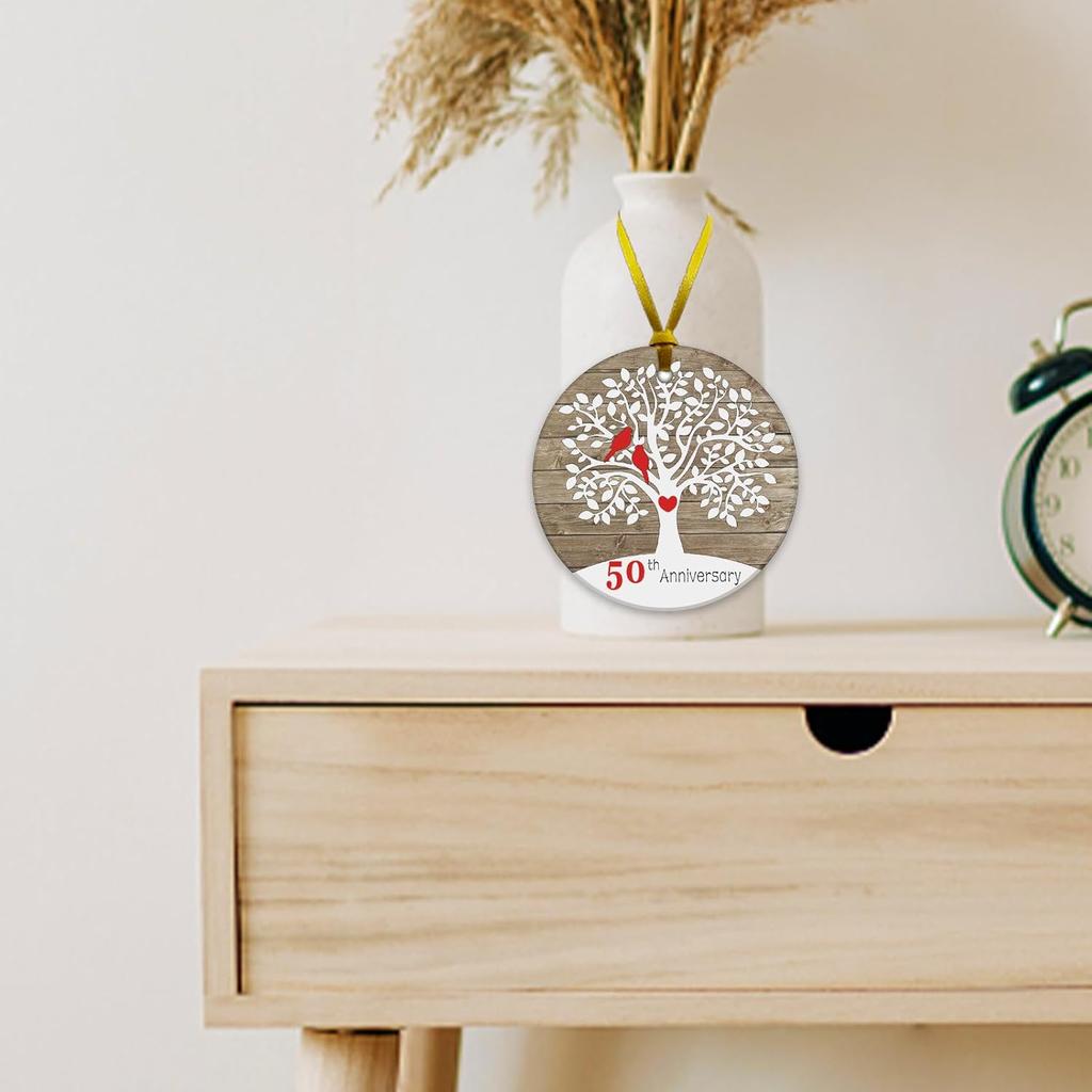 REWIDPARTY 50th Wedding Anniversary Ornament 50th Anniversary Tree Gifts Happy 50th Anniversary Keepsake Married Anniversary for Couple Gifts 3"