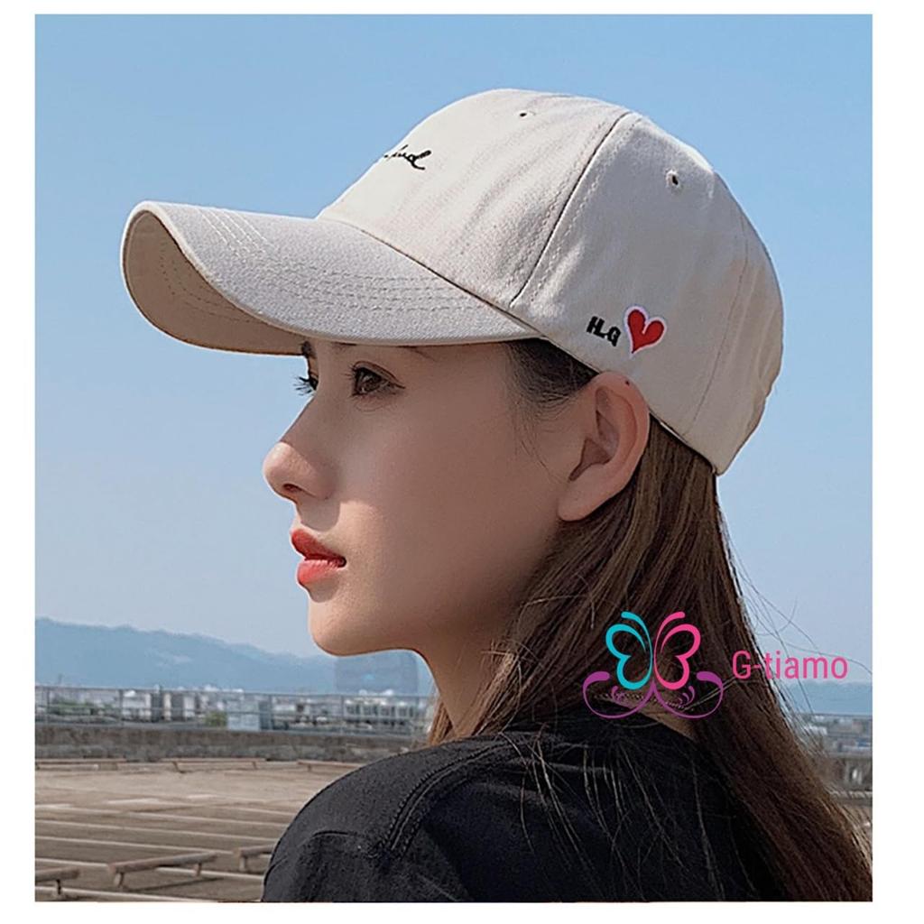GITIAMO Cap with English and Adjustable Available In and UV Sun and English Women's Letters, Heart, One-Point Embroidery, Strap, Black, White, Ivory,