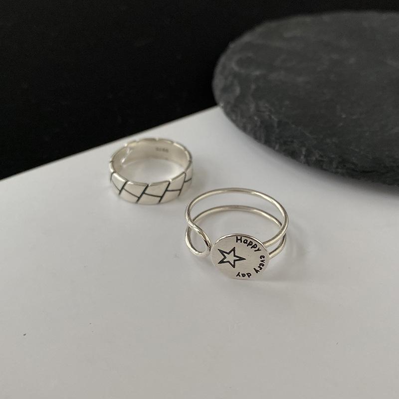 Korean Style Retro Star Twist Geometric Irregular Women's Open Ring