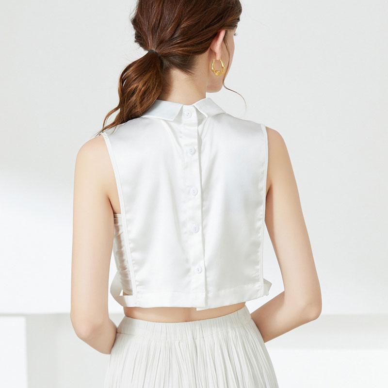 Chiffon Solid Color Lapel False Collar Detachable Blouse Dickey Collar Half Shirt Fake Collar for Women and Girls Favors