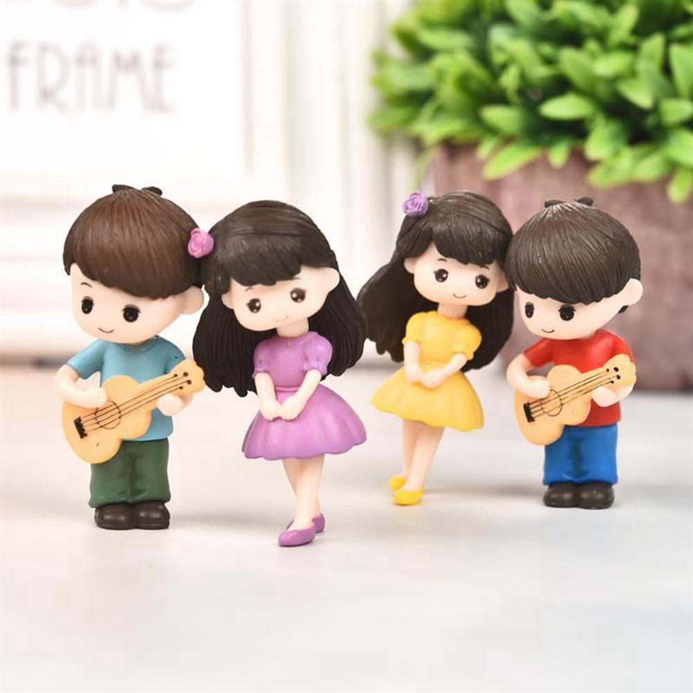 Day Creative Craft Mini Cake Decoration Resin Dolls Miniature Couple Figurines Boy Girl Ornaments