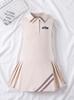 Girls Preppy Style Pleated Dress, Letter Embroidered Badge