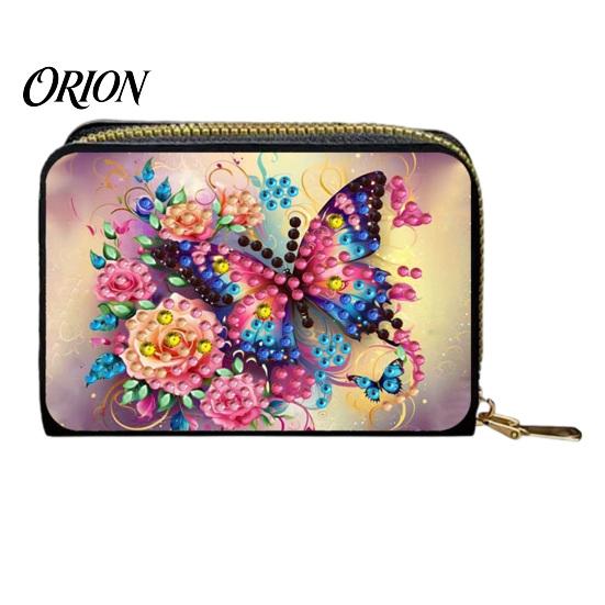 Personalized Card Case DIY Rhinestone Painting Holder, Faux Leather Coin Purse, Shining Holder Portable Mini Storage Pouch for Cards And Keys Handmade