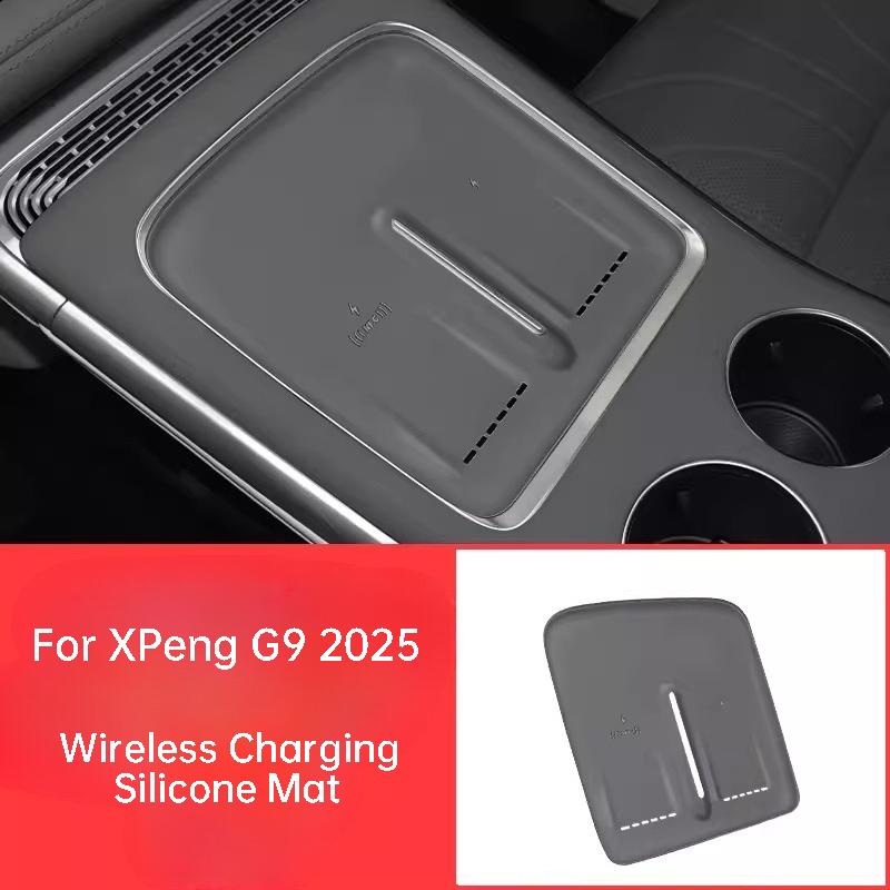 For XPeng G9 2024 2025 Car Wireless Charging Silicone Mat Dustproof Non Slip Charging Panel Protector Interior Accessories