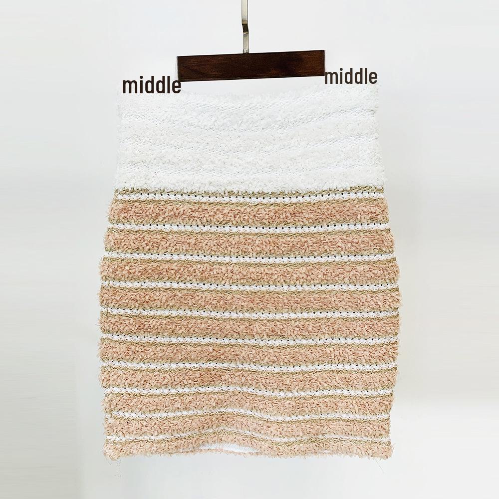 

2025 Розовый полосатый вязаный кардиган - Женская осенне-зимняя мода Medium