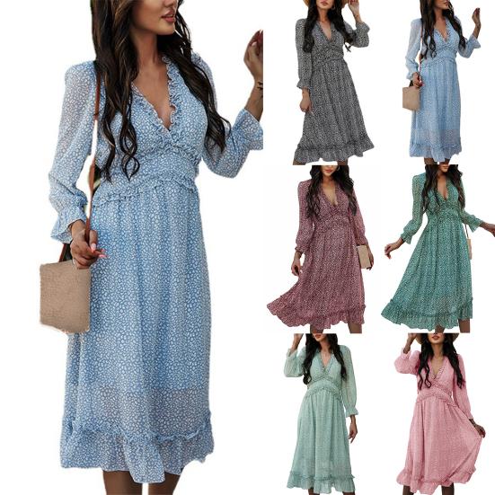 Buy Summer Dress Elegent Beauty Lady Dress Neck Women Ruffles Dress