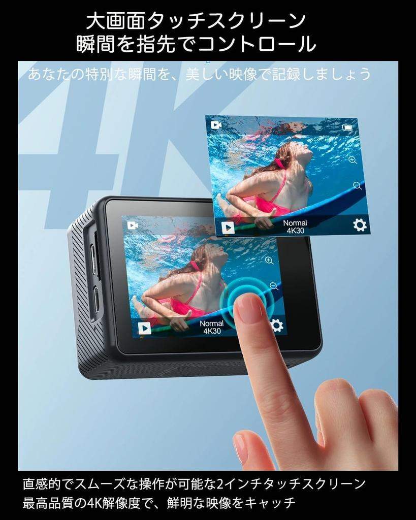 Surfola SF530Max Action Camera with Wired Microphone and 32GB 4K 24MP Dual Color Underwater Remote EIS Image 40m 1080P HDMI Two HDMI Outputs Wireless