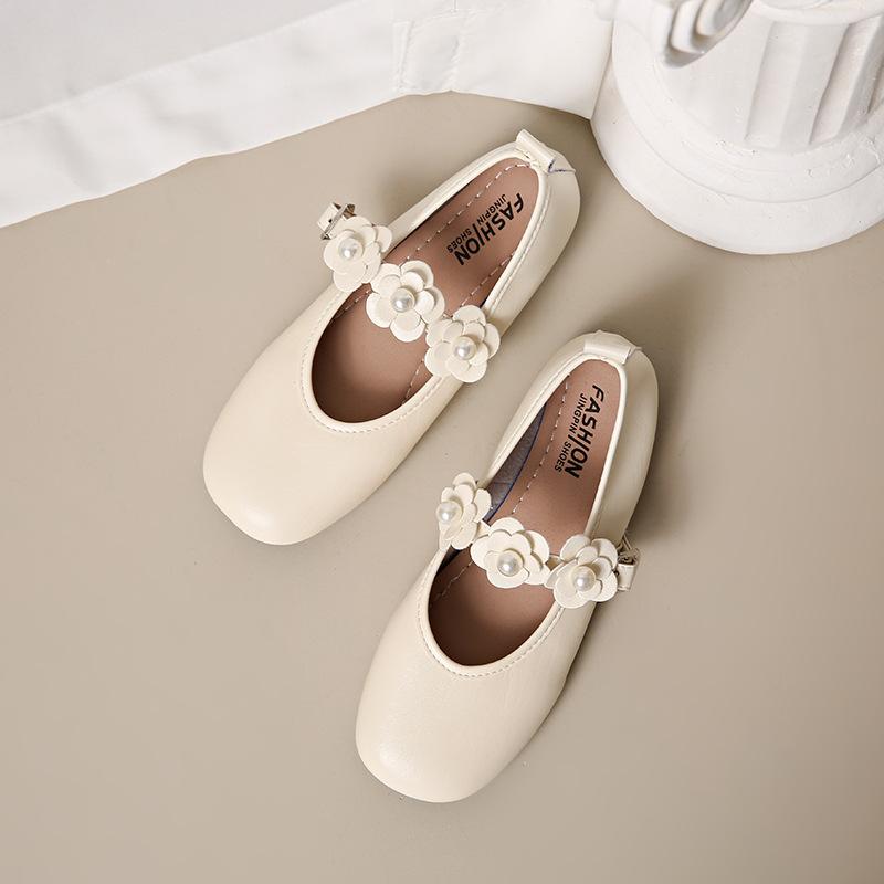 2025 new spring and summer square head silver pearl ballet Mary Jane single shoes women's shoes black small leather shoes evening shoes