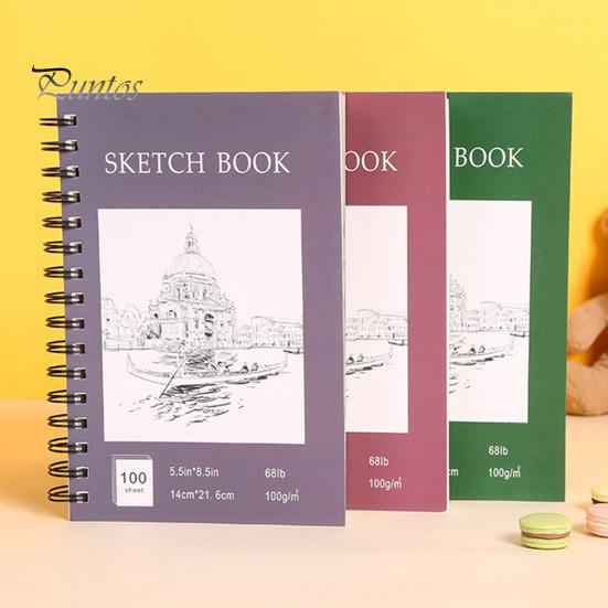 A4 vázaná kniha skicák spirála drátěná vazba 100 listů silný papír bez kyseliny Umělec umění student skicování kresba psaní skicák výtvarné potřeby