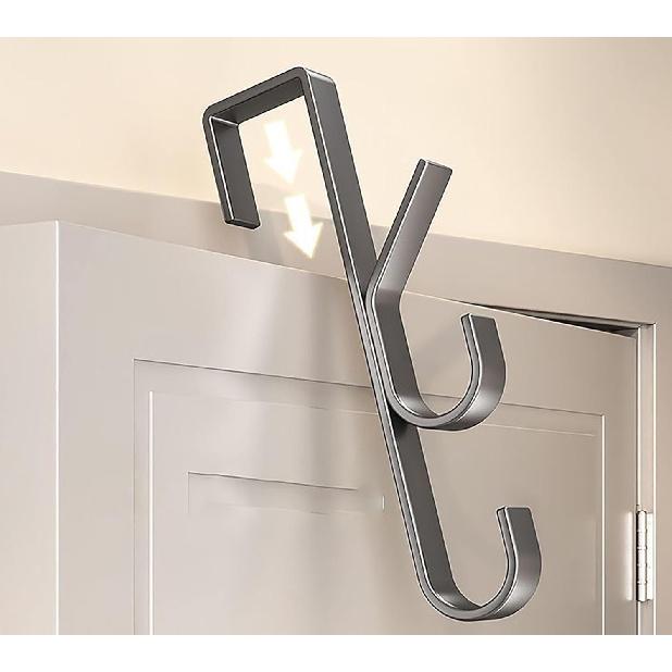 YIKANGHENG Door Cloth Hooks, 3 Pcs 7.5 Inch Gray Carbon Steel Bag Couples for Placing Towel, Apron, Cloth, Bags In Kitchen, Bathroom and Bedroom