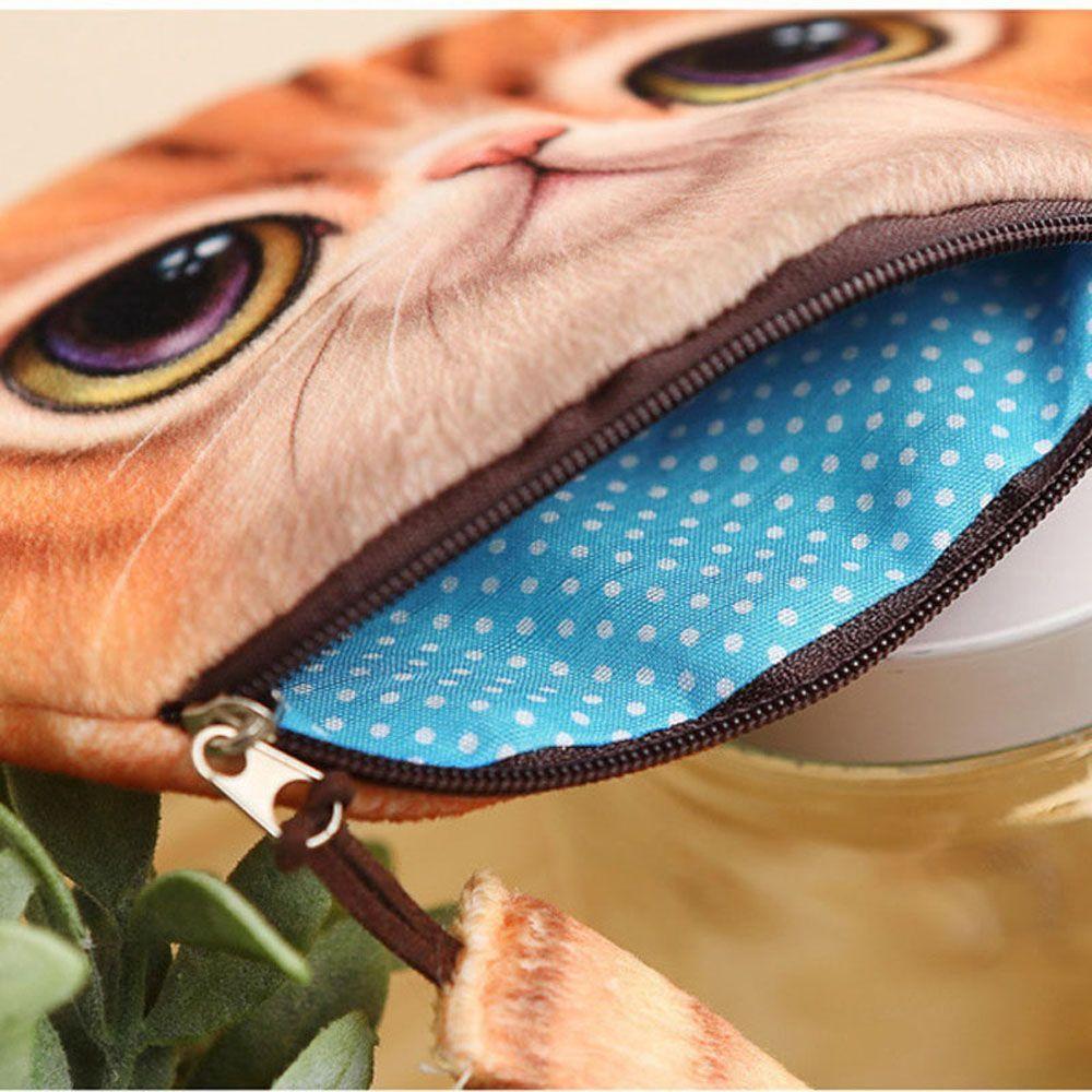 Personalized Woman Coin Change Purse Coin Bag with Zipper Cartoon Cat Zero Wallet Big Face Small Tail Cat Cat Head Meow