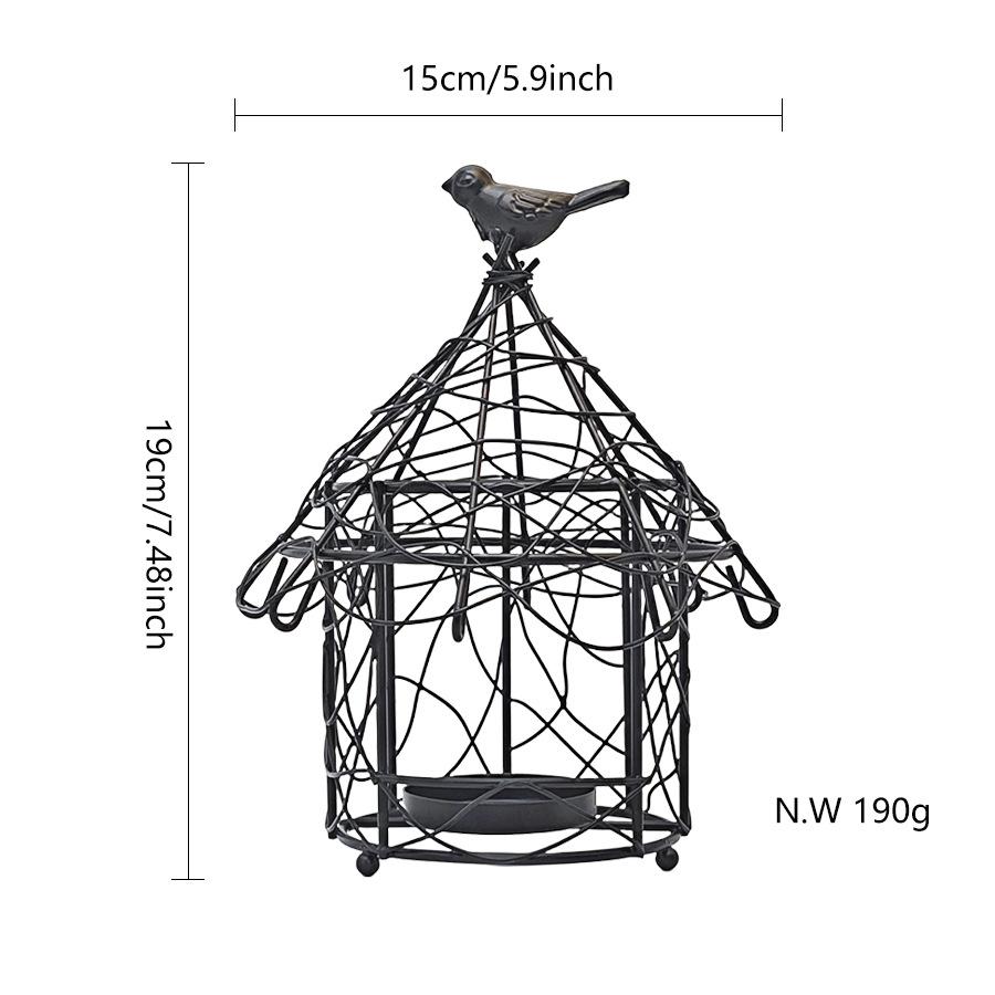 Outdoor Dual-use Wire Birdcage Hanging Basket Candlestick Garden Hanging Basin Decoration Hanging Bird Feeder for Outdoor Gifts