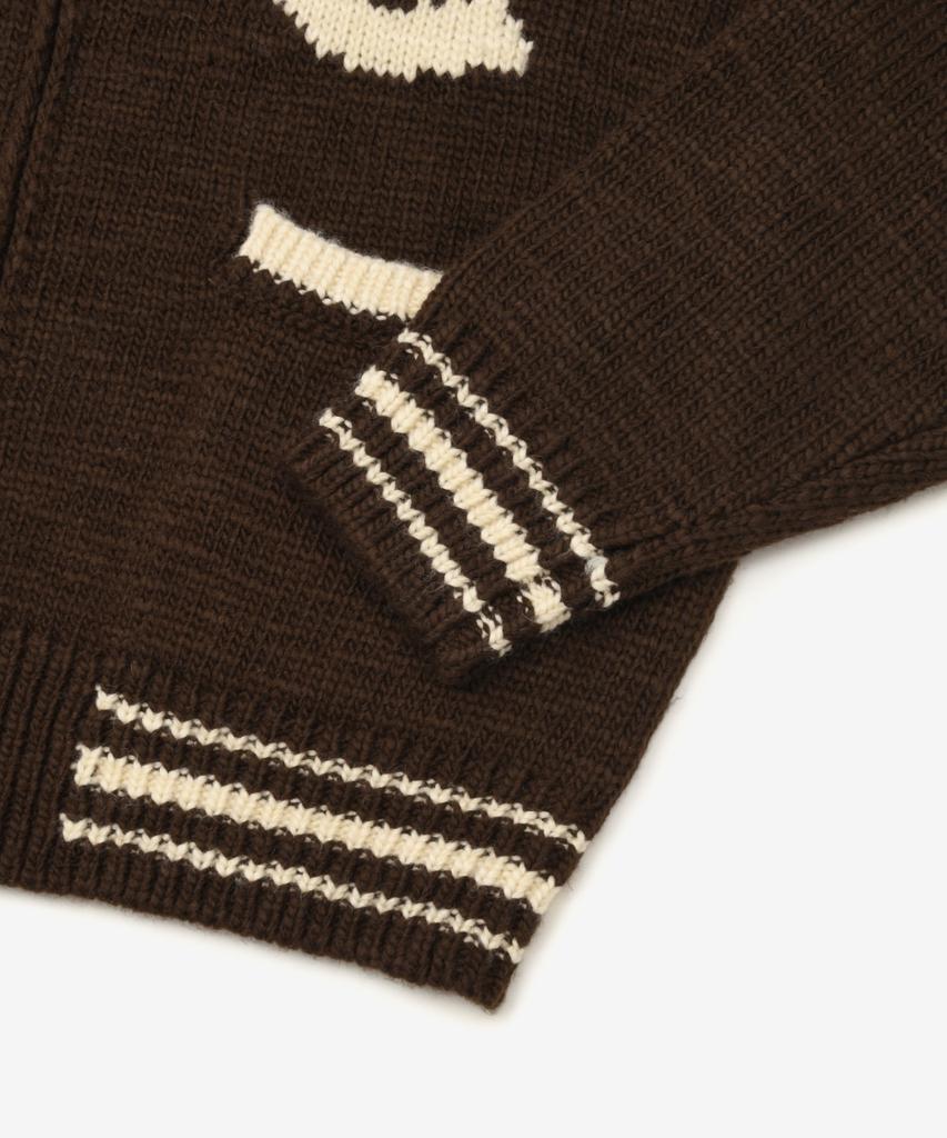 COVERNAT Diploma C Logo Knit Varsity Jacket Brown